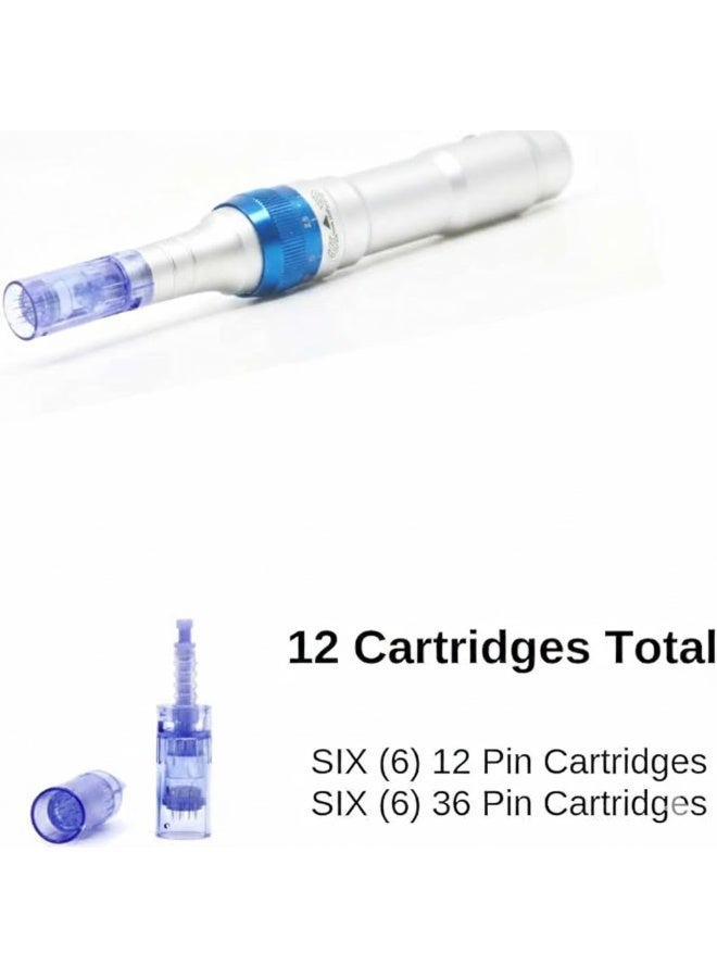 جهاز ديرما بن A6 الكهربائي الاحترافي للعناية بالبشرة، قلم ميكرونيدلنج لاسلكي لتحفيز الكولاجين مع 12 سن غيار متنوع (612 سن + 636 سن) - Image 2